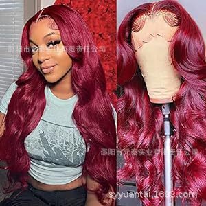 99j burグンディ・レース・フロント・ウィズズズ・ボディ・ウェーブ13x4 synchrotic wigs|undefined