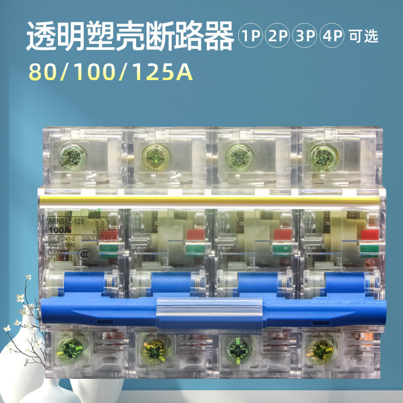 DZ47断路器 DZ47-125/100/80 4P 100A透明空气开关 厂家直营微型