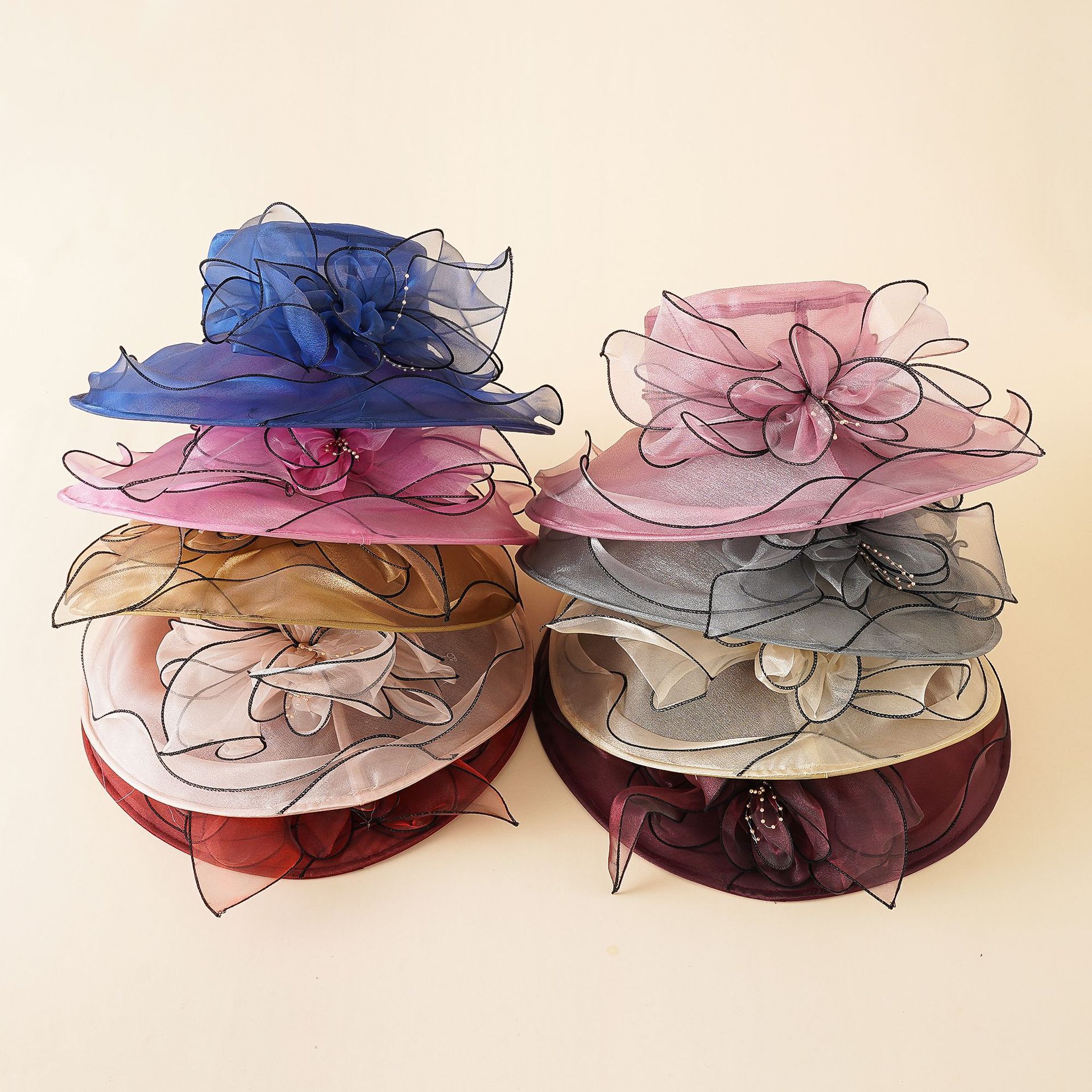 Verano nuevo estilo coreano flor malla sol sombrero playa protección solar sombrero femenino organza sombrero superior