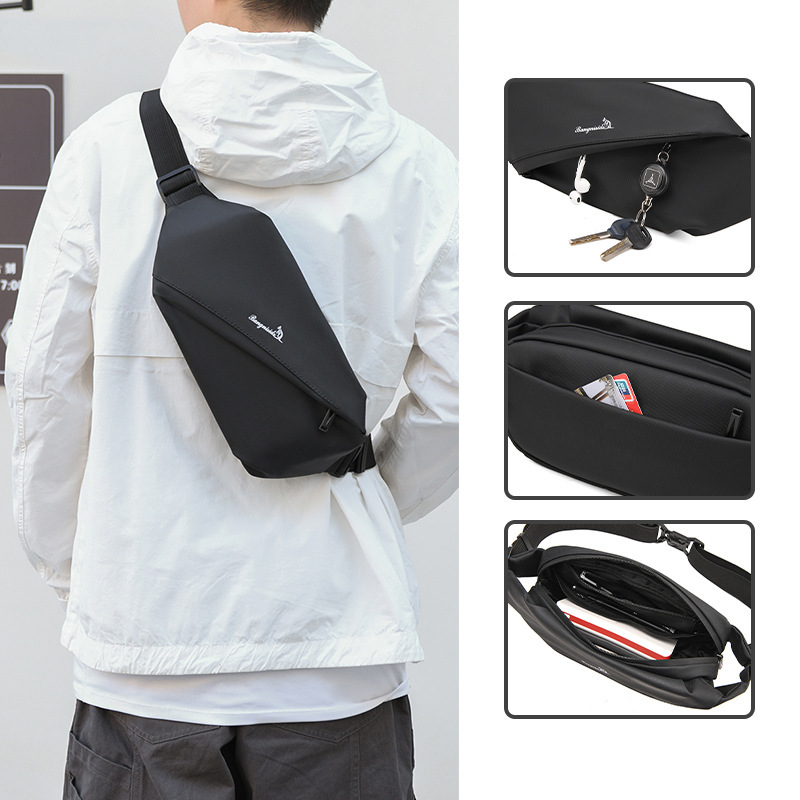 Bonnie Kangaroo Multi functional Men's Chest Bag, Leisure Sports Anti Splashing Skin Film, Large Capacity Magnetic Buckle Crossbody Bag