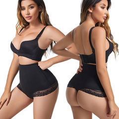 High-waisted belly-control pants, T-pants for women, postpartum body shaping, non-slip waistband, butt-lifting pants, lace cross-border large size T-pants