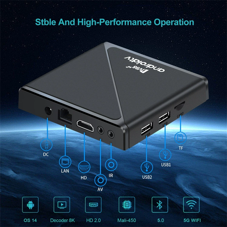 TV98 ATV Pro приставка, полный H313, двойной Wi‑Fi + Bluetooth, Android 14, сетевой медиаплеер