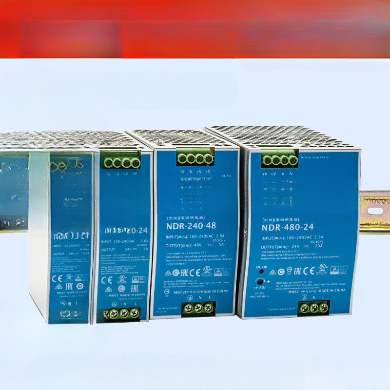 MW Mingwei NDR-240 - 24V10A5A fuente de alimentación de conmutación 75W120W480W riel de guía 220 rpm 12V48V DC