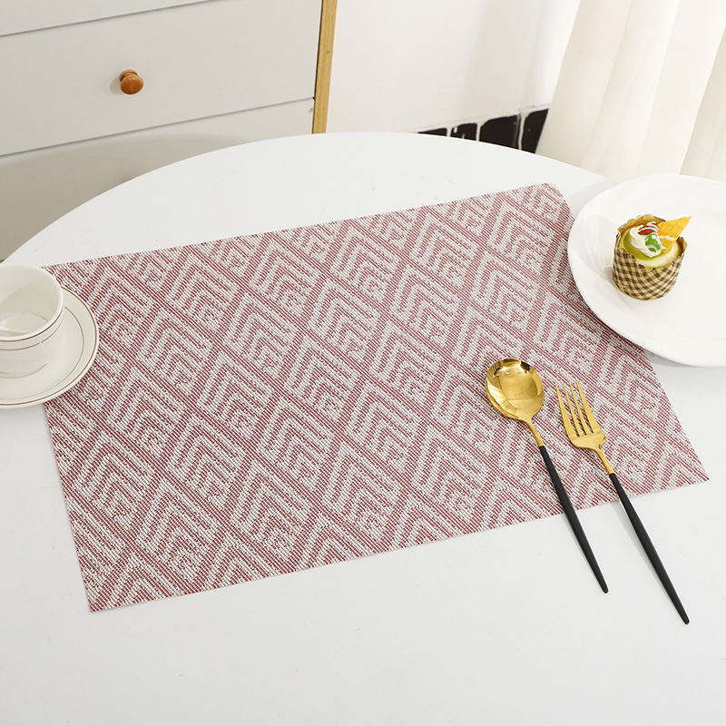 厂家直销六圆PVC编织餐垫PVC编织图案餐垫防水防油涤纶餐厅餐桌垫详情5