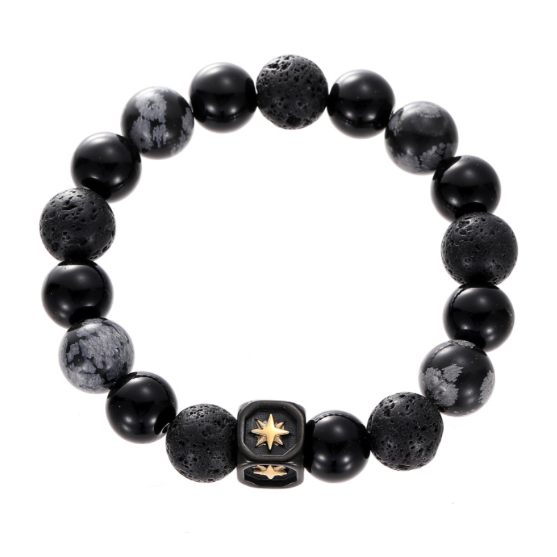 32g Weight IG Style Simple Style Geometric Star Natural Stone Titanium Steel Beaded Couple Bracelets