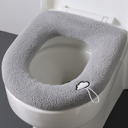 Toilet seat cushion for home use, winter-thick plush toilet seat cover, all-season universal, flocked seat pad ring cushion, wholesale