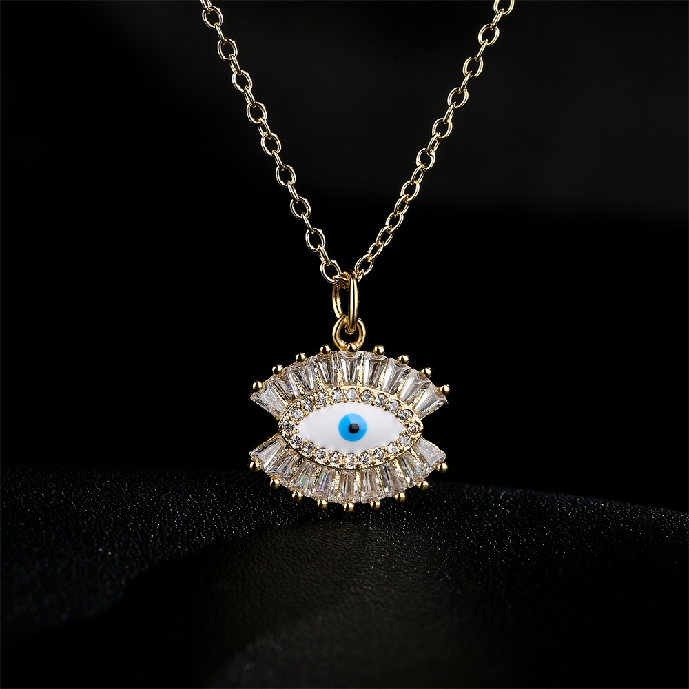 Fashion new eye clavicle chain copper 18K gold zircon necklace
