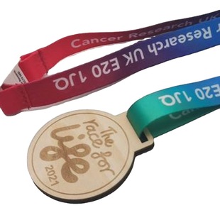 Customized Bamboo Wooden Marathon Event Medals Bamboo Wood Laser Engraving Printing Color Printing Sports Meeting Ribbon Medals