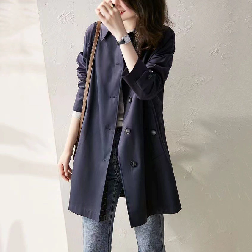 Длинный осенний элитный trench coat для отдыха, до середины бедра, для подростков, яркий цепляющий стиль