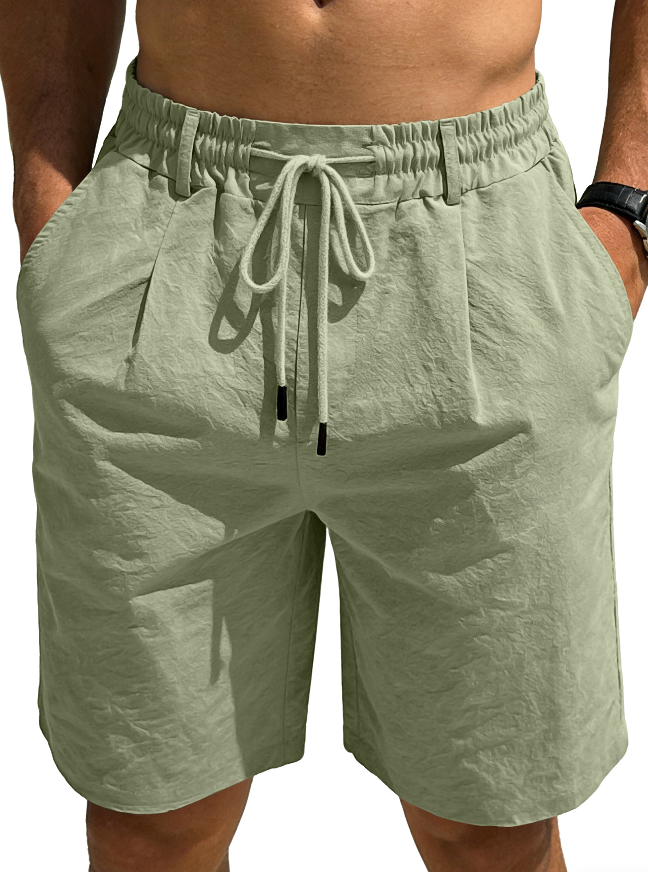 Transfronterizo Amazonwish comercio exterior hombre nuevo suelto lino pull-out pantalones deportivos casuales de color puro