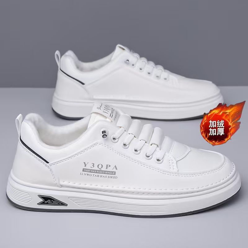 Invierno 2025 nuevos zapatos blancos zapatos de hombre zapatos de skate suaves zapatos deportivos casuales más gruesos y zapatos de skate cálidos de lana