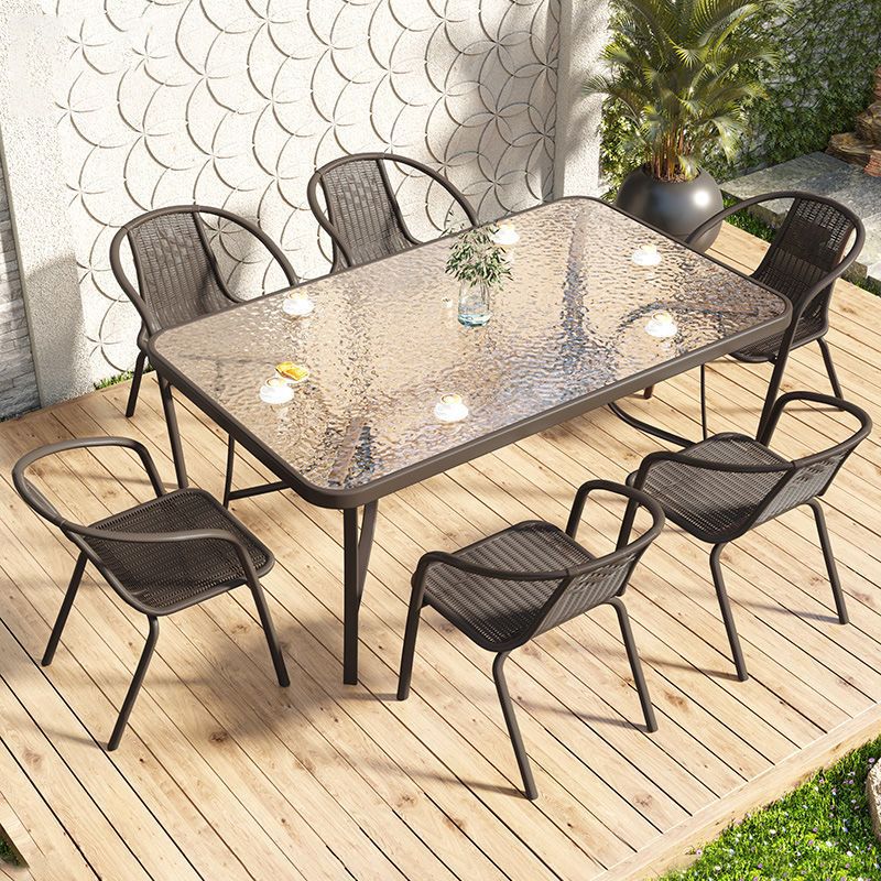 Outdoor Open-Air Table and Chair Set, Balcony Small Coffee Table, Modern Iron Art Table and Chairs, Outdoor Small Garden Patio Leisure Table and Chairs
