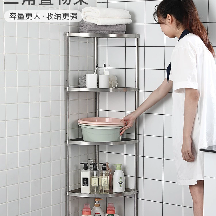 Угловая полка для ванной комнаты из нержавеющей стали 304, треугольная полка для раковины, кухонная полка для пола, многослойная столешница