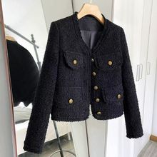黑色小香风外套短款2025新款春秋薄款气质名媛粗花呢长袖上衣ins