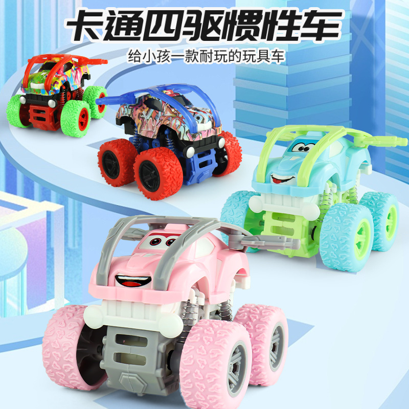 Niños inercia cuatro ruedas todoterreno niños dibujos animados trucos rodando juguetes para bebés regalos al por mayor