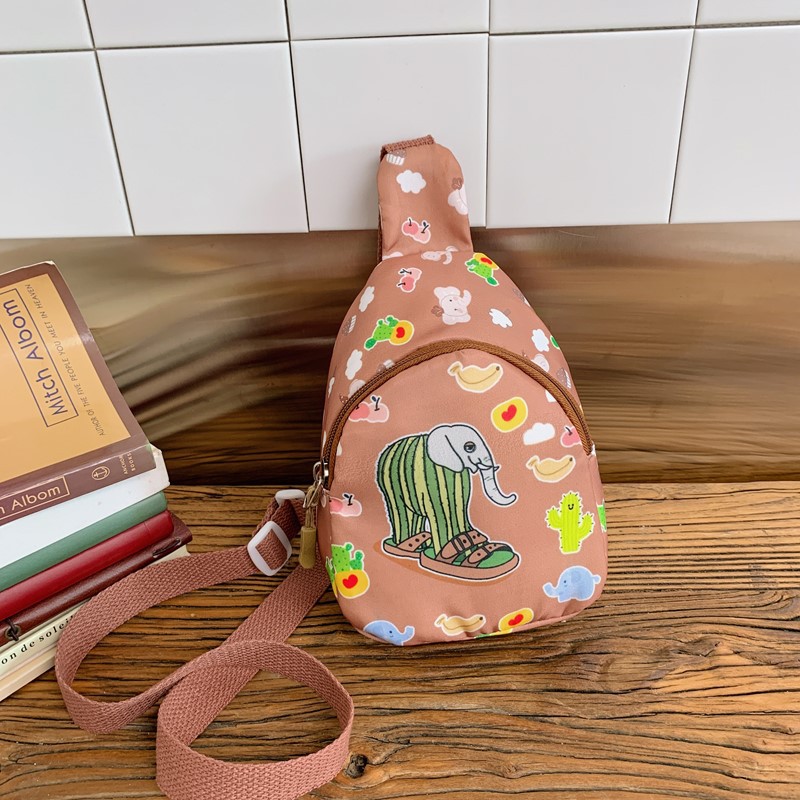 Caricatura lindo bolso de pecho infantil impresión extranjera de montaña y mar, bolso de mochila para niños y niñas, bolso de cambio de moda para niños