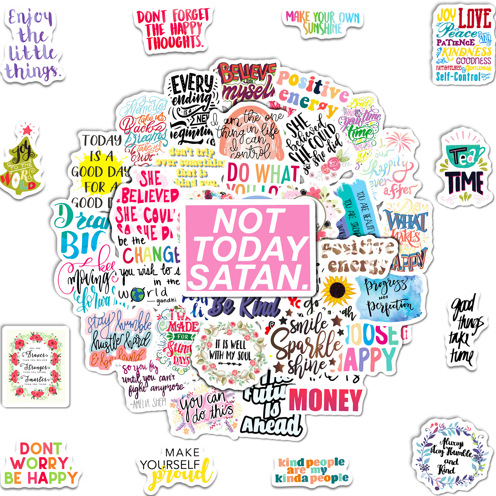 50 tamaño pequeño 4cm frase en inglés graffiti pegatinas casco teléfono móvil motocicleta ordenador pegatinas decorativas al por mayor