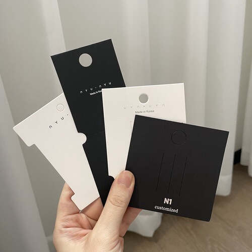 Korean high-end jewelry cardboard hairpin card hair ring folding card small hairpin black and white packaging cardboard can be hung cardboard