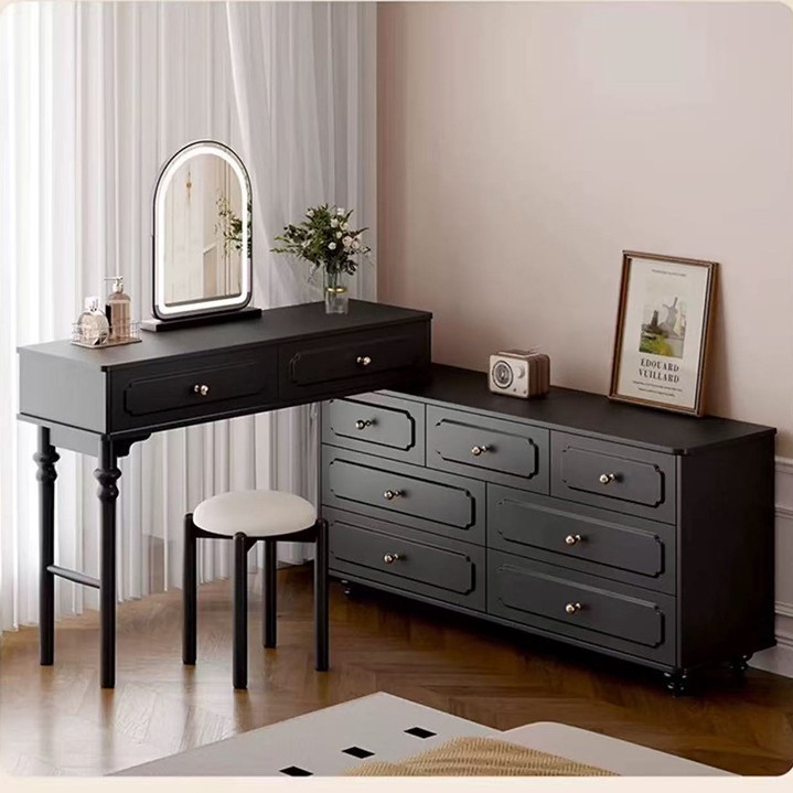 Free Shipping French Retro Dresser and Cupboard Integrated Dressing Table Small Bedroom Dressing Table Multi-Functional Storage Cabinet