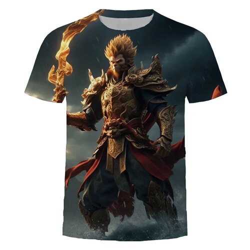 Black Myth Wukong Game Summer Loose American Style Men's 3D T-Shirt