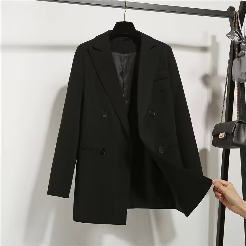 黒レースアップスーツジャケット女性のための秋 2022 新しいデザイン気質韓国スタイルカジュアルトレンディなスーツ女性のための|undefined