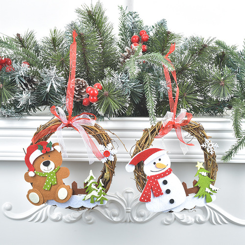New Christmas Series Cross-Border Wicker Pendant Christmas Circle Wicker Ornament Closet Door Window Decoration wreath