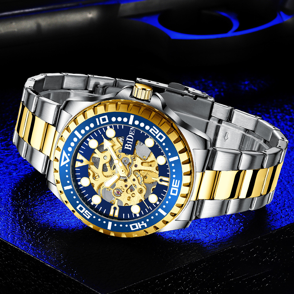 BIDEN reloj mecánico automático de negocios de los hombres reloj de moda ahueca hacia fuera el comercio exterior caliente-venta BIDEN reloj impermeable