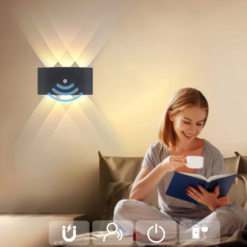 Lámpara de noche de inducción recargable lámpara de pared sin cableado magnético cuerpo humano lámpara de pared sin perforación lámpara de pared led