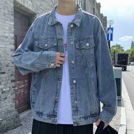 春季牛仔外套男欧美街头炸街港风bf男装潮牌盐系上衣痞帅高街夹克