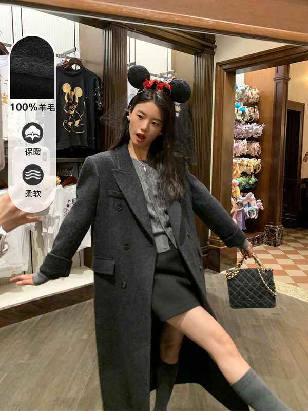 pusumede 重磅尖货 羊毛双面呢大衣女廓形中长款高级气质毛呢外套|undefined