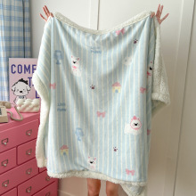 冬季韩系INS奶油风卡通牛奶绒羊羔绒毛毯披肩毯多功能被套毯批发
