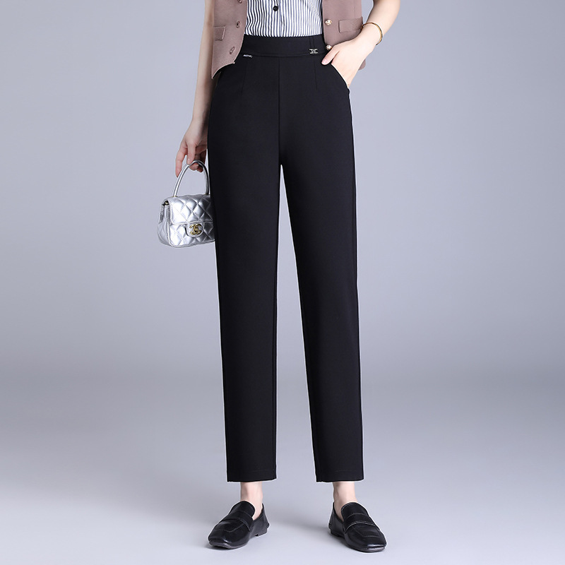小个子时尚直筒小脚裤女2024年春季新款韩版高腰气质优雅休闲长裤