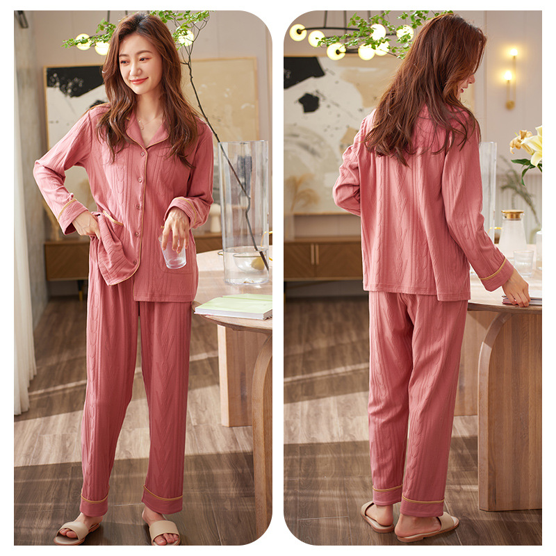 Pijamas de las mujeres primavera y otoño 100% algodón manga larga 2023 nueva moda simple desgaste del hogar más tamaño traje