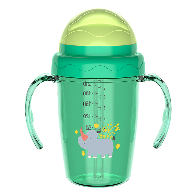 Taza de agua para bebés de dibujos animados, taza de bebés a prueba de fugas, taza de agua a prueba de fugas con mango, taza de bebida directa al por mayor