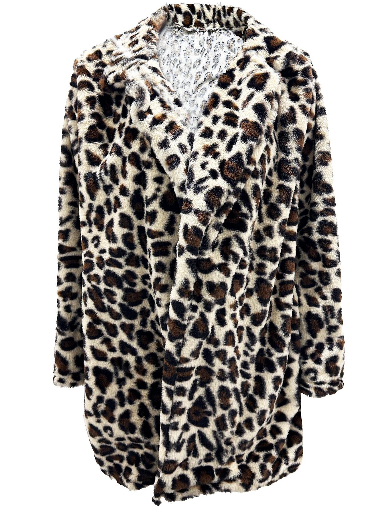 Cappotto elegante e alla moda con tasche larghe in pelliccia con stampa leopardata da donna autunno inverno 2025_voghion.com