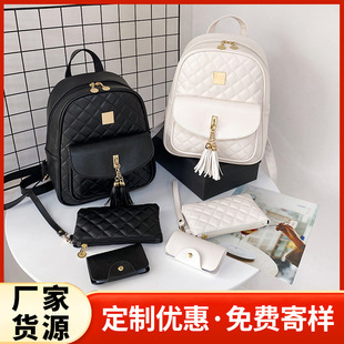 Cross-Border Bag Fashion Backpack Women's 2025 New Style Small Fragrant Style Quilted Tassel Women's Backpack Casual Travel Bag