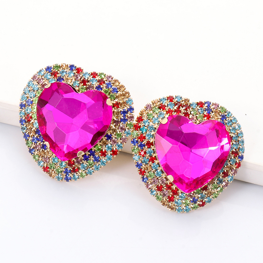 fashion heart-shaped alloy diamond earrings