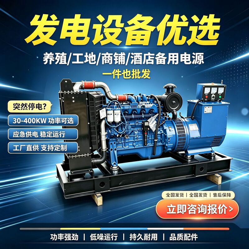 Weifang diesel generator set 40/50/100/200/300KW three-phase 380v backup generator for aquaculture