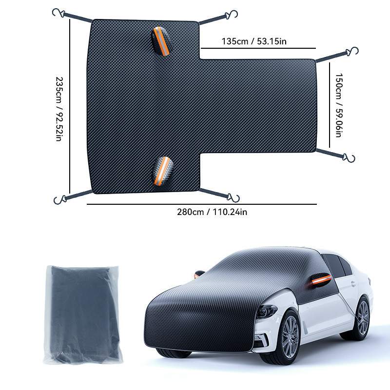 Cross-border best-selling car snow cover, anti-freeze snow shield, car windshield cover, snow-proof car cover, half-cover, magnetic snow shield