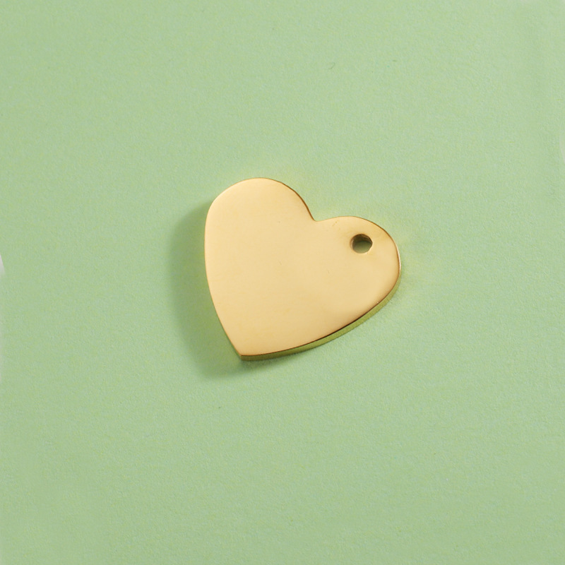 Hole 1~1.9mm Hole Size 1 Piece 25*22.5mm Hole 1~1.9mm 304 Stainless Steel PVD Coated Real Gold Plated Customization Laser Engraving Heart Shape Polished Pendant DIY Jewelry Accessories