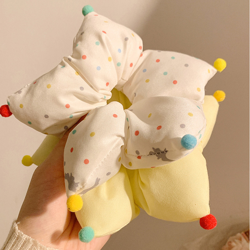 可爱彩色波点五角星大肠发圈女高级感慵懒风创意头饰丸子头发绳|undefined