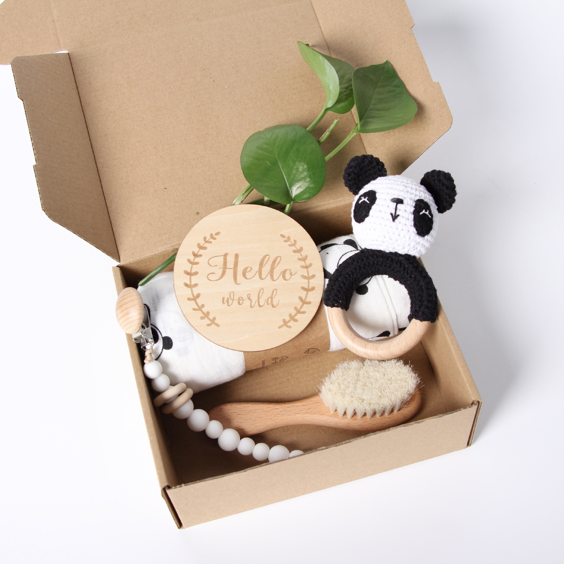 Caja de regalo de renos de Navidad caliente transfronteriza Baby Shower Gift Set de juguete de madera Panda image 5