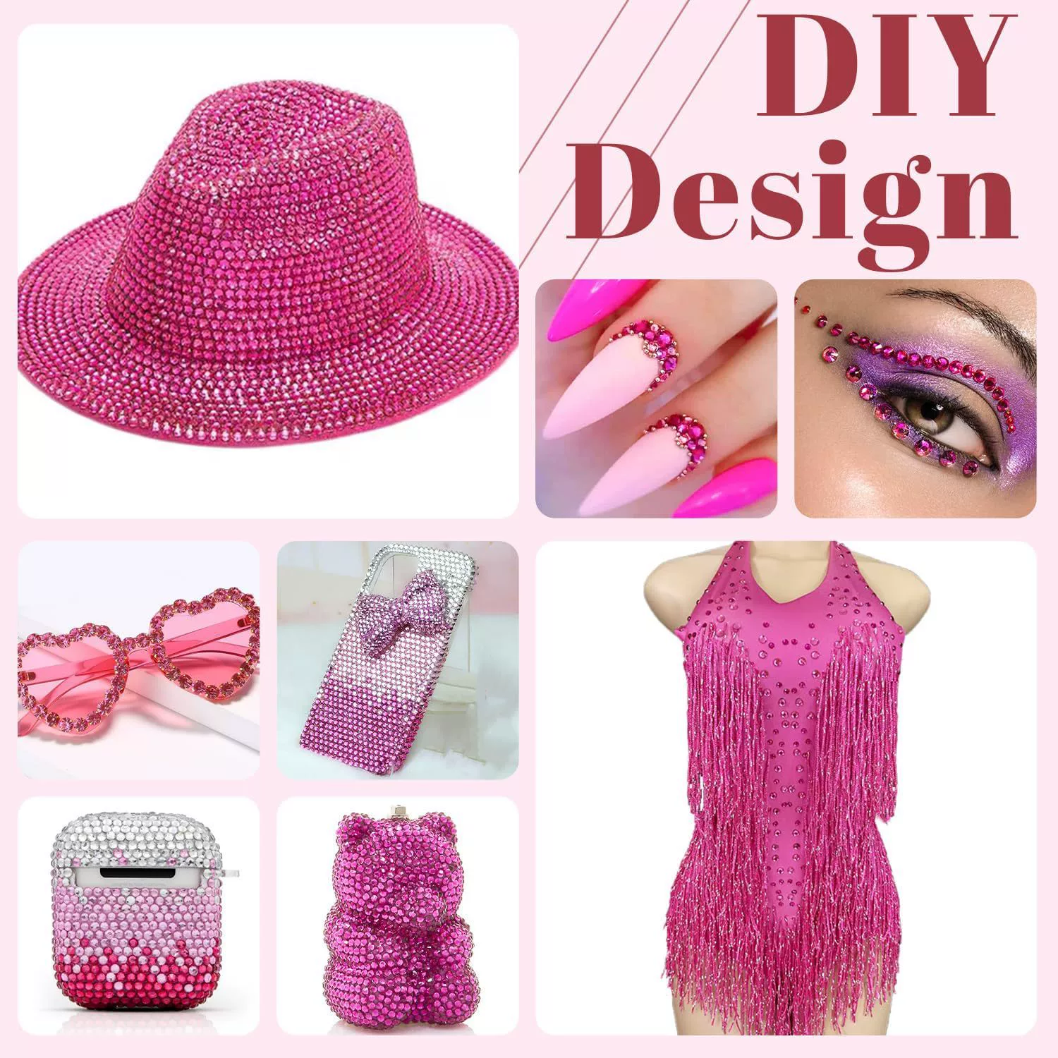 Розовый гальванизированный кристаллический стекло плоское дно бриллиант DIY rhinestone маникюр бриллиант чехол для телефона жесткий медведь rhinestone аксессуары ювелирные изделия