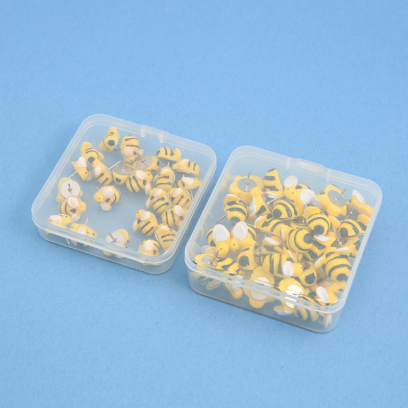 Learning Occasion Creative Cute Cartoon Bee Resin Pushpins Diy Decorative Pushpins 30 Pcs Boxed