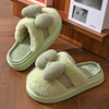 Demi-season keep warm non-slip slippers with bow indoor