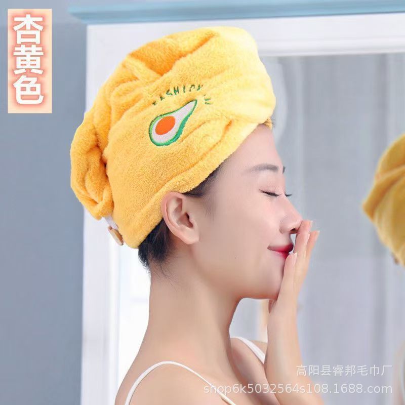 Grenzüberschreitender Bestseller - Bestickter Haartrockenhut, hochsaugfähig, Korallenvlies-Badekappe für Damen, Kopfwrap aus Polyester-Nylon-Korallenvlies-Badekappe