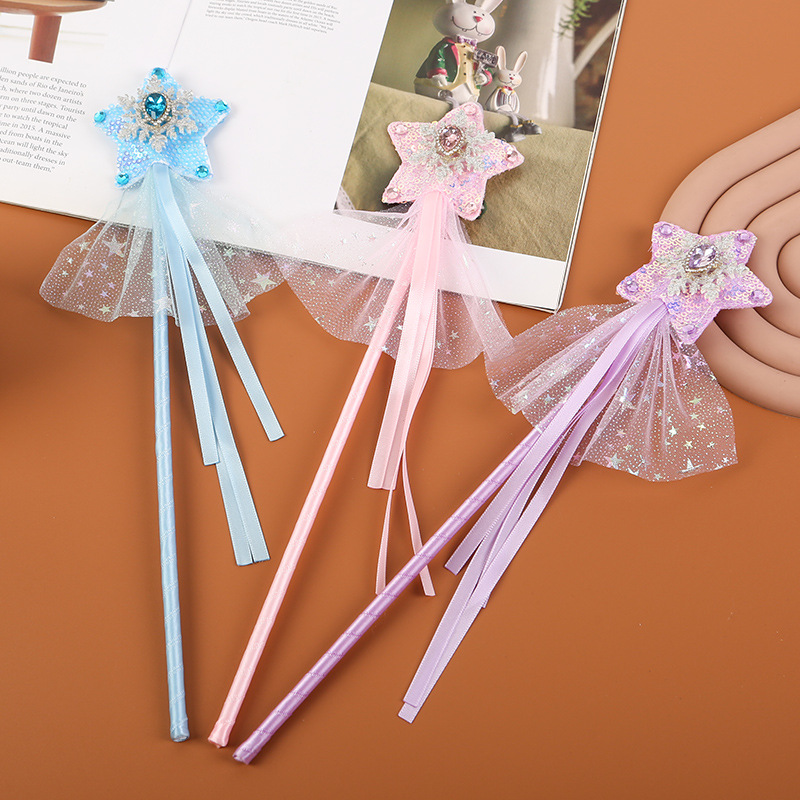 Nieve de diamante princesa de nieve varita mágica brillante pieza accesorios juguetes para niños princesa Aisha varita mágica