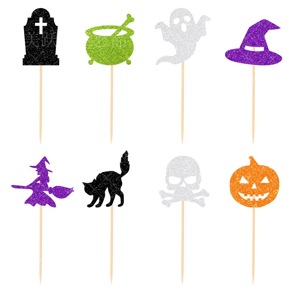 Halween fiesta decoración pull bandera inserción fantasma bruja pastel plug-in feliz Halloween pull Flag