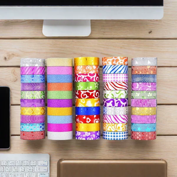 Glitter tape creative supplies decorative hand account and paper tape suit hand tear glitter powder tape cross-border creative diy