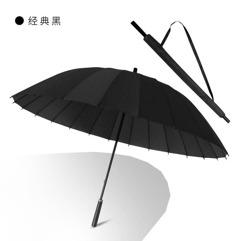 24本骨ロングハンドル傘 メンズ 大型 自動強化 暴雨 強風 防風 ブラック ビジネス カスタマイズ ストレート傘 メンズ|undefined